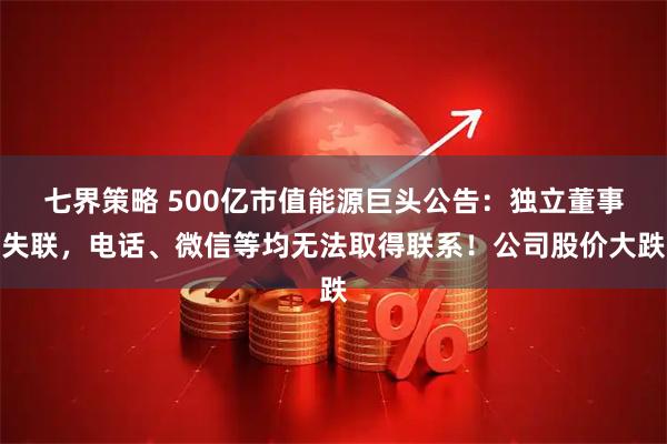 七界策略 500亿市值能源巨头公告：独立董事失联，电话、微信等均无法取得联系！公司股价大跌